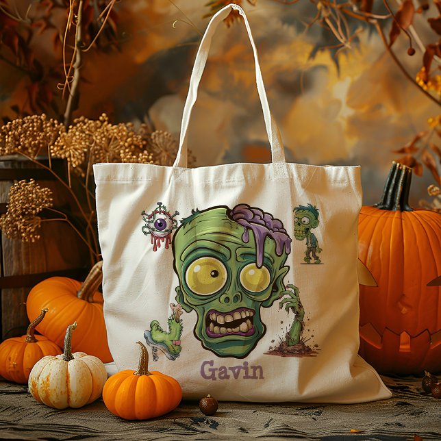 Tote Bag Personnalisé Funny Zombie Garçon Trick Ou Treat Ca (Créateur téléchargé)