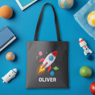 Tote Bag Personnalisé Garçons Jote Rocket Ship Planètes