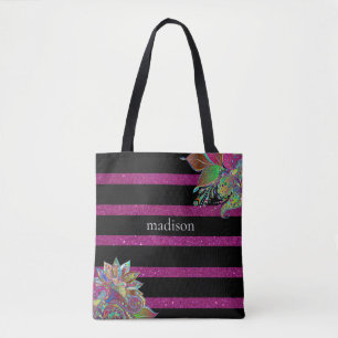 Tote Bag Personnalisé Glitzy Fuchsia Black