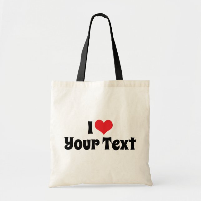 Tote Bag Personnalisé J'Aime Red Heart Ajouter Votre Texte  (Devant)
