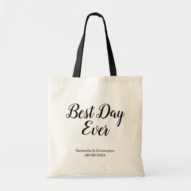Tote Bag Personnalisé le meilleur jour jamais Mariage doubl (Devant)
