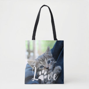Tote Bag Personnalisé Love Paw Amoureux des chats Pet Photo