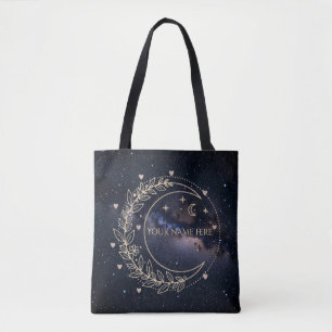 Tote Bag Personnalisé Lune Mystique et Ciel Étoilé