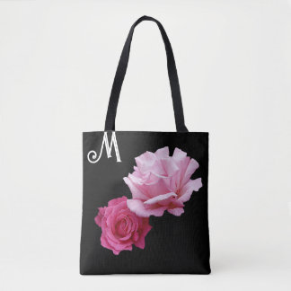 Tote Bag Personnalisé M monogramme joli rose rose rose mode
