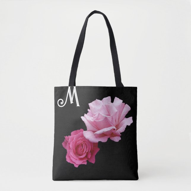 Tote Bag Personnalisé M monogramme joli rose rose rose mode (Devant)