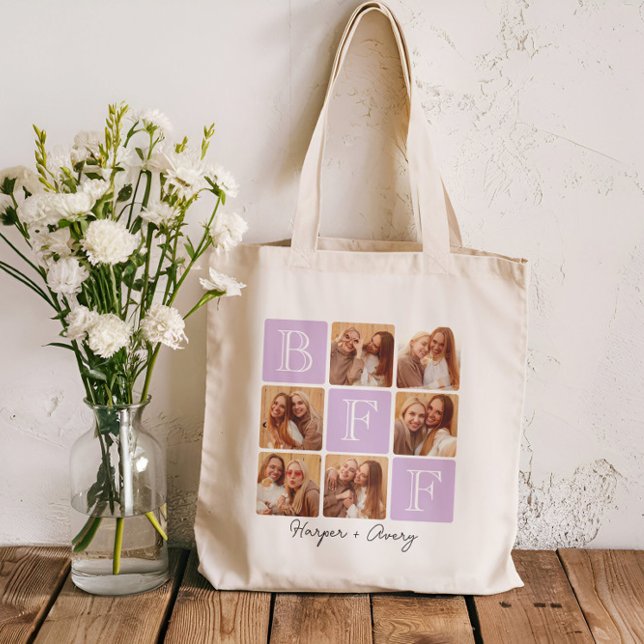 Tote Bag Personnalisé Meilleur Amis Forever 6 Photo Collage (Celebrate your unbreakable bond with this "Best Friends Forever" photo tote bag! )