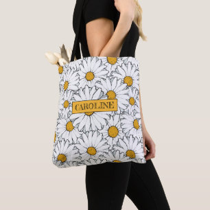 Tote Bag Personnalisé Moderne Chic Ornate Daisy Motif Flora