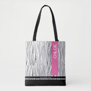 Tote Bag Personnalisé moderne rose et noir