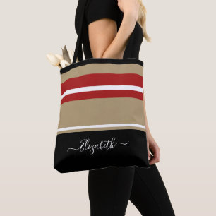 Tote Bag Personnalisé Moderne Tan Rouge Noir tendance rayur