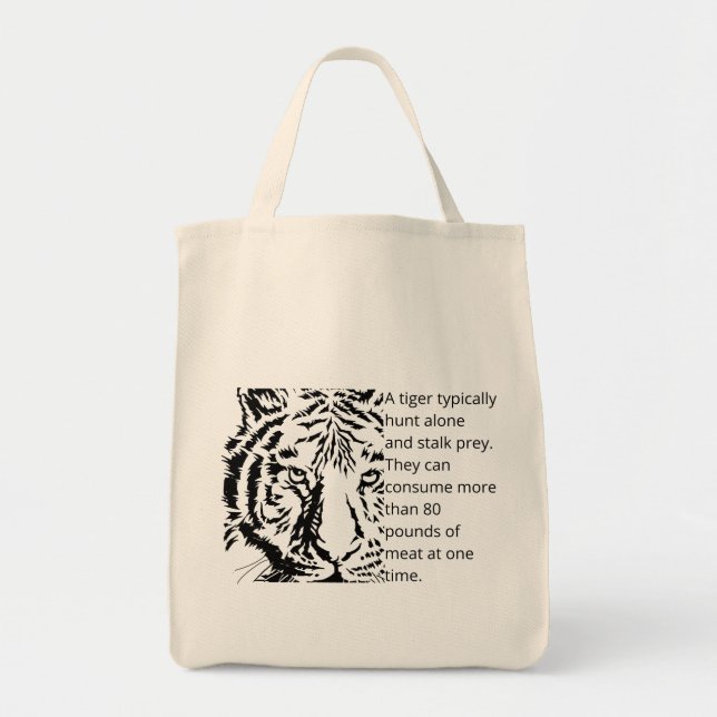 Tote Bag Personnalisé Moderne texte de tigre noir basé sur  (Devant)