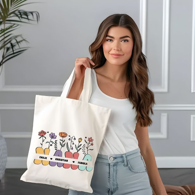 Tote Bag Personnalisé Nana Et Enfants Nom Chemise Mère's Da (Créateur téléchargé)