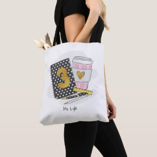 Tote Bag Personnalisé Noir Appréciation de l'enseignant de