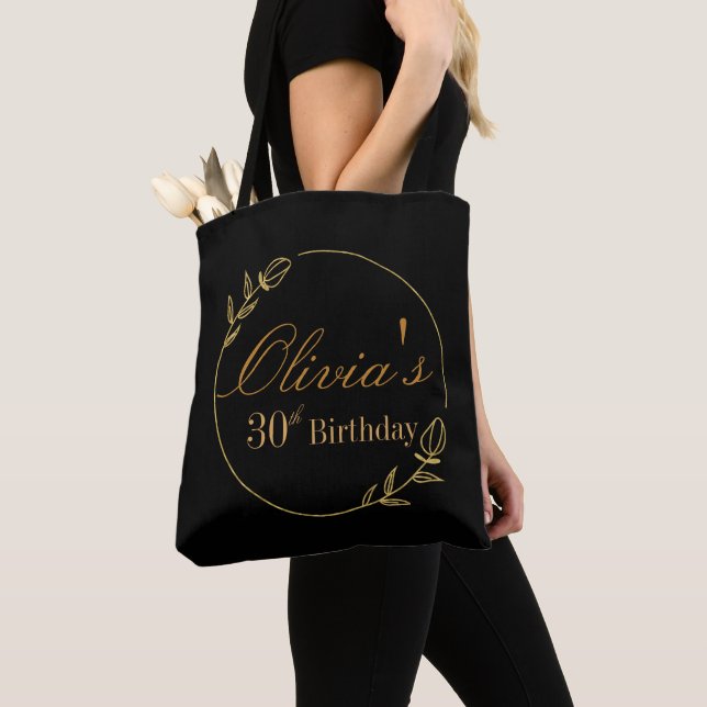 Tote Bag Personnalisé Noir et Or (De près)