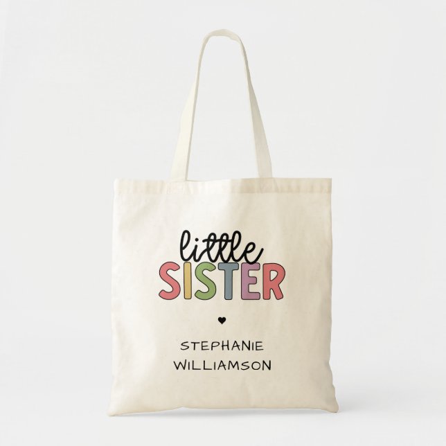 Tote Bag Personnalisé Nom Little Sister Cute Personnalisé (Devant)