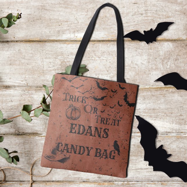 Tote Bag Personnalisé Orange Enfants Trick Ou Treat Candy (Créateur téléchargé)