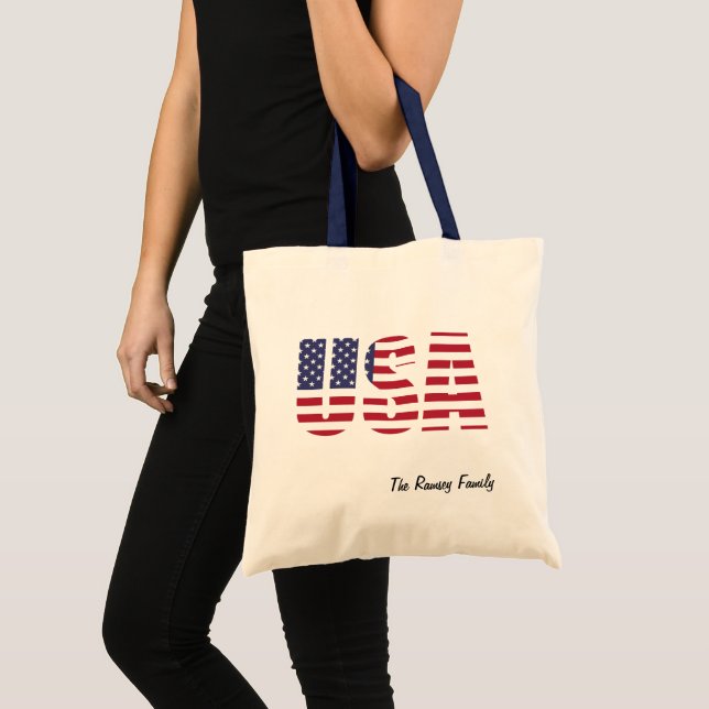 Tote Bag Personnalisé Patriotic USA, Family Budget Fourre-t (Devant (produit))