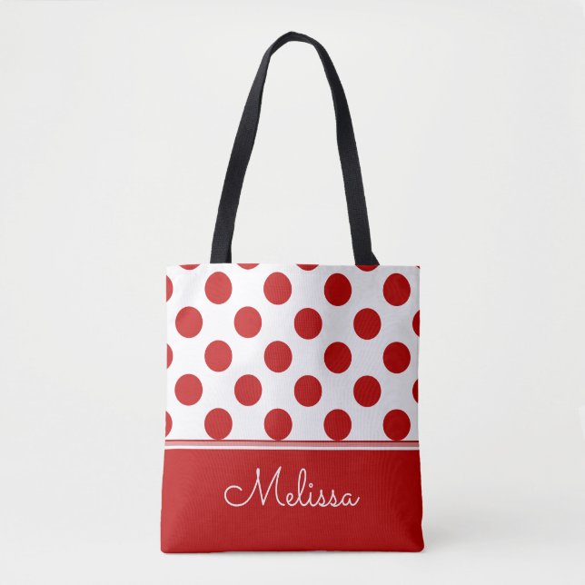 Tote Bag Personnalisé| Pois rouges (Devant)