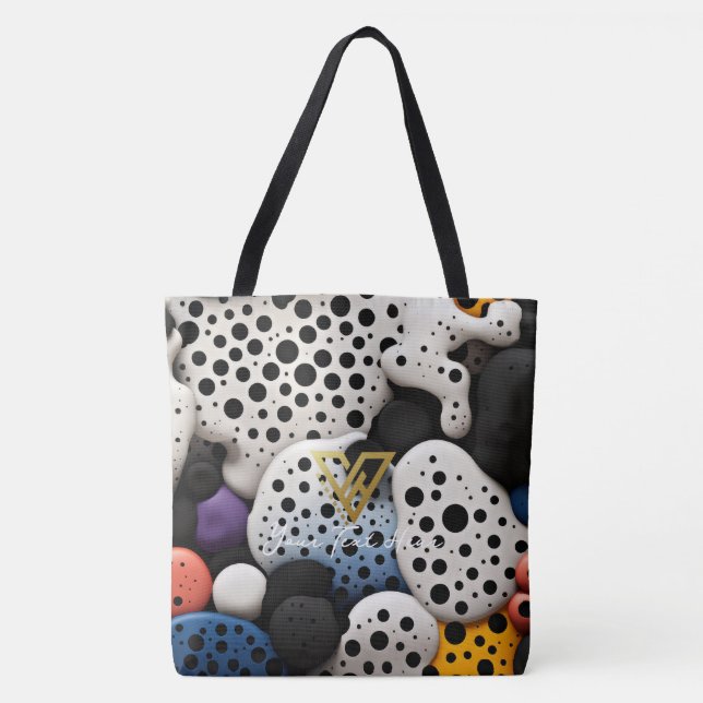 Tote Bag Personnalisé : Polka Dot Array Personnalisé Fourre (Devant)