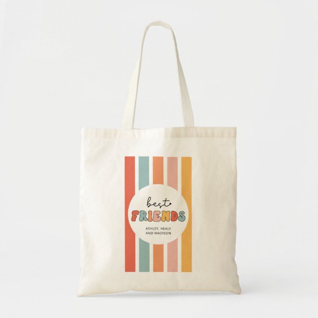Tote Bag Personnalisé Retro Meilleurs Amis BFFs Mete Bestie (Devant)