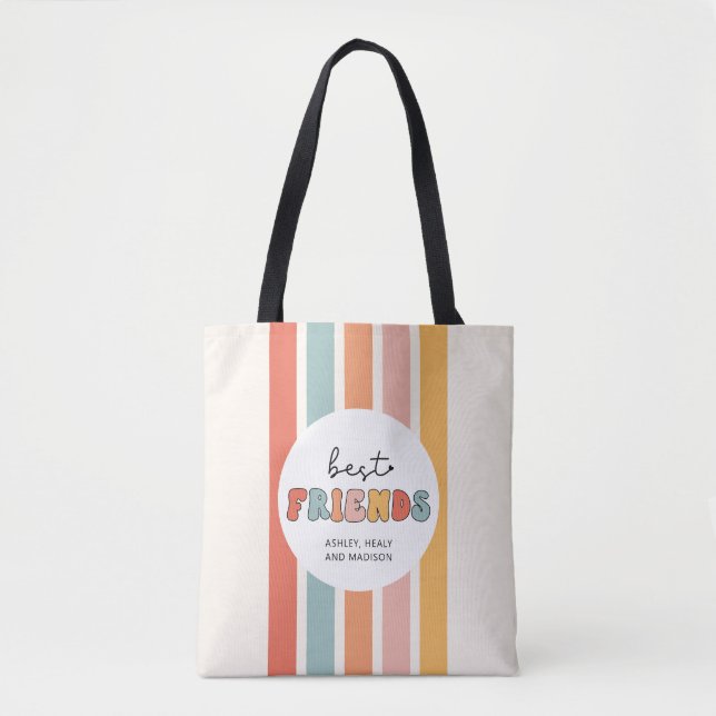 Tote Bag Personnalisé Retro Meilleurs Amis BFFs Mete Bestie (Devant)