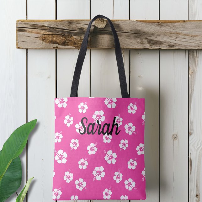 Tote Bag Personnalisé rose Tropical Floral (Créateur téléchargé)