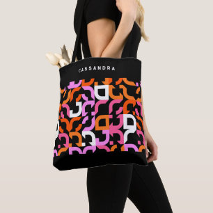 Tote Bag Personnalisé rose violet orange noir Motif d'art r
