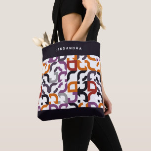 Tote Bag Personnalisé Rouge violet orange noir Motif d'art