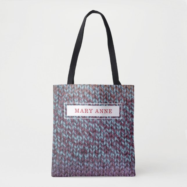 Tote Bag Personnalisé Tricot violet (Devant)