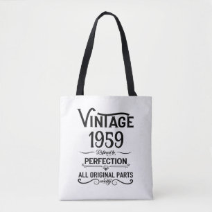 Tote Bag Personnalisé vintage 65e anniversaire cadeaux noir