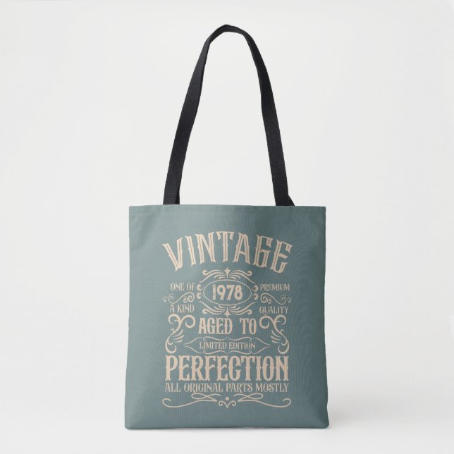 Tote Bag Personnalisé vintage anniversaire whiskey étiquett (Devant)