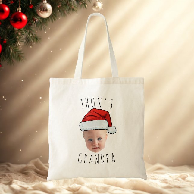 Tote Bag Personnalisé Visage bébé Père Noël Chapeau Photo d (Créateur téléchargé)