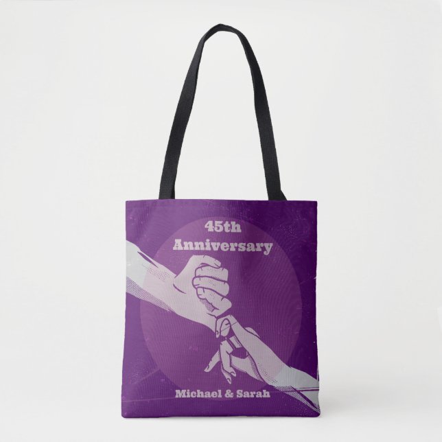 Tote Bag Personnaliser anniversaire couple romantique main  (Devant)