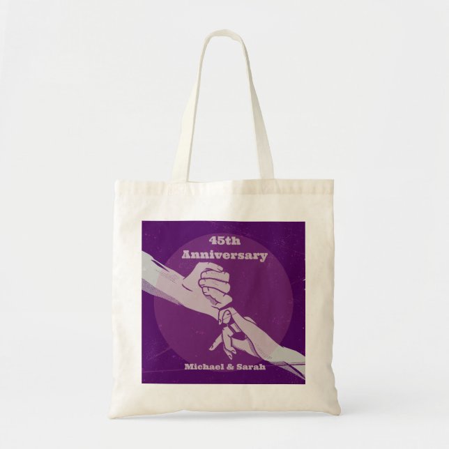 Tote Bag Personnaliser anniversaire couple romantique main  (Devant)