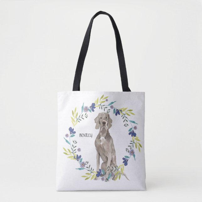 Tote Bag Personnaliser Aquarelle Weimaraner (Devant)