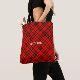 Tote Bag Personnaliser Bright Elegant rouge Noël tartan