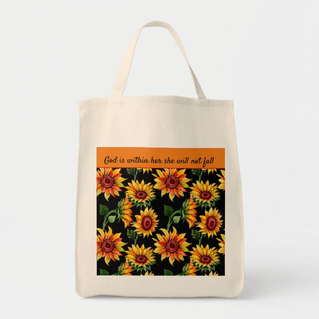 Tote Bag Personnaliser Citation de tournesol / Nom Automne (Devant)