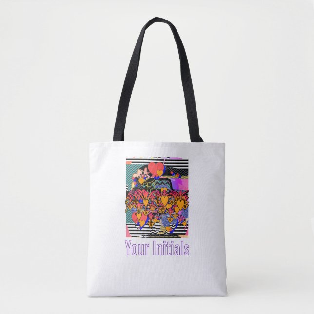 Tote Bag Personnaliser coeurs fleurs étoiles (Devant)