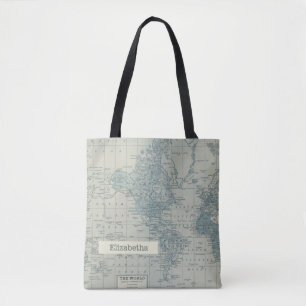 Tote Bag personnaliser de voyage Vintage Carte du Monde vot