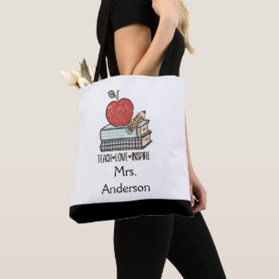 Tote Bag Personnaliser Enseigner Amour Inspirer Cadeau Pour
