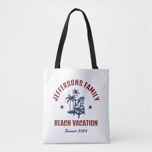 Tote Bag Personnaliser Famille Vacances Retro Beach Vacance (Devant)