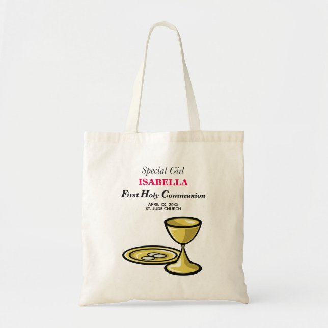 Tote Bag Personnaliser, Fille spéciale, Première communion (Devant)