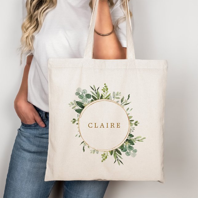 Tote Bag Personnaliser la verdure dorée botanique (Créateur téléchargé)