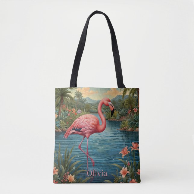 Tote Bag Personnaliser le flamant rose (Devant)