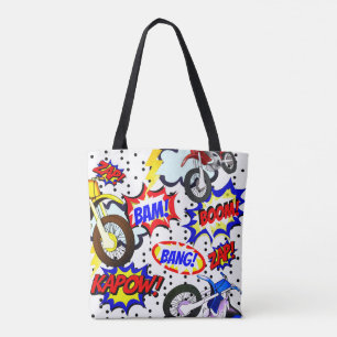 Tote Bag Personnaliser les motos de bandes dessinées, bulle