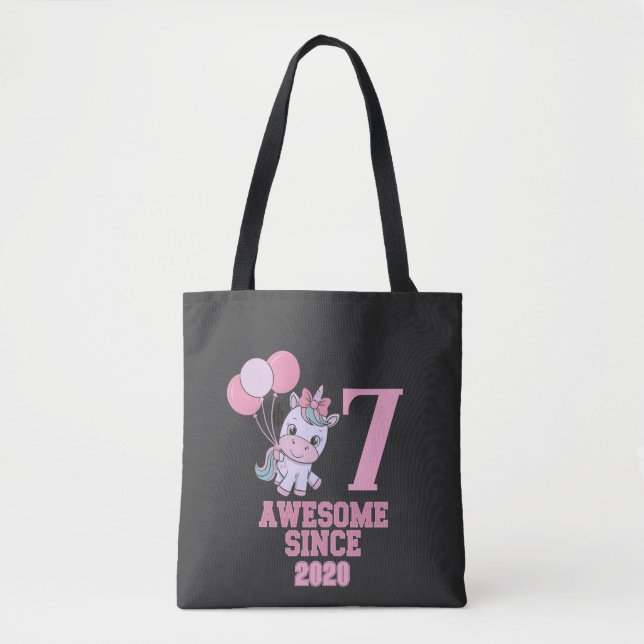 Tote Bag Personnaliser Magique 7 ans Vieux Unicorn Annivers (Devant)