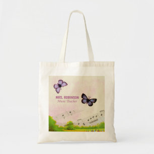 Tote Bag Personnaliser, Musique Papillons Merci Enseignant