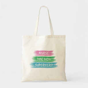 Tote Bag Personnaliser Nurse Chien Maman Super Hero Pastel
