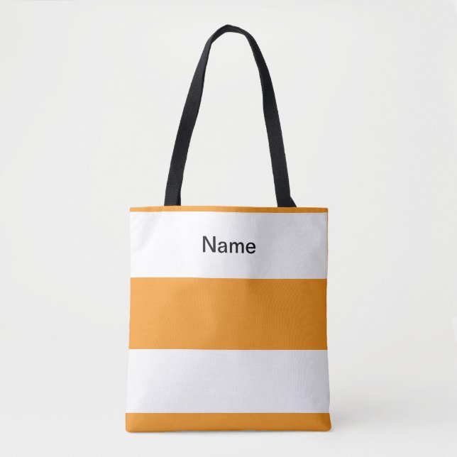 Tote Bag Personnaliser Orange Classique + Rayures Blanches (Devant)