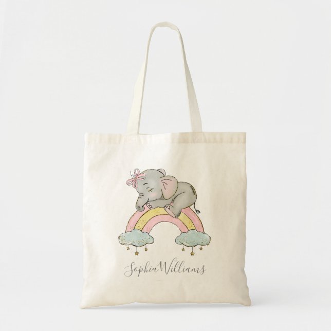 Tote Bag Personnaliser rose de l'aquarelle de la petite fil (Devant)