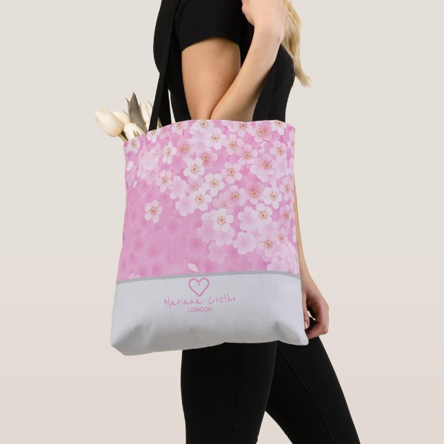 Tote Bag Personnalisez avec votre nom et ville ♥Sakura Flor (De près)